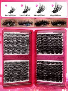 640片装单根假睫毛，D卷度，10-16mm，DIY睫毛簇，30D+40D+50D+60D+80D+100D防水假睫毛，亲肤材质，放大双眼，轻松打造自然眼妆，可重复使用，适合新手