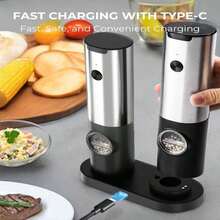Electric Salt And Pepper Grinder Set, Automatic Battery Salt And Pepper Shakers,6 Adjustable Coarseness With LED, 100ml Upgraded Larger Capacity Pepper Mill Shakers For Kitchen, Dining And Gifts - ColorA - 查看 3