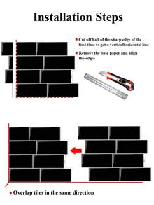 WoStick Panel Dinding 3D Tekstur Bata Tahan Air, Stiker Ubin Dinding Perekat Mandiri yang Dapat Dilepas, Cocok untuk Dinding Belakang Dapur, Kamar Mandi, dan Dekorasi Liburan - Hitam - View 11