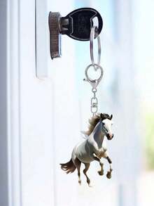 1pc White Horse Acrylic Pendant,Acrylic Keychain , Backpack Pendant, Bag Accessories,2D Flat Pendant,Multifunctional Accessories For Car Keys, Acrylic Decoration Car Pendant,Cute Horse Cartoon Family Keychain Bag Decoration ,Lobster Buckle Pendant,The Perfect Gift For Horse Lovers,Birthday Gift,Perfect For Car Keys, Backpacks - Multicolor - View 5