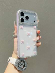 1 pezzo Custodia telefonica in rosa trasparente e brillante con decorazione a farfalla, compatibile con 17/17 Air/17 Pro/17 Pro Max/16 15, 16 Pro Max; custodia telefonica di lusso, compatibile con 13, 14, 12 Pro Max, 11; cover protettiva in TPU antiurto, impermeabile, anti-caduta, anti-graffio - Trasparente - Visualizzare 1