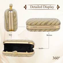 Gets Womens Pearl Clutch Purse Beaded Evening Handbag With Chain Bridal Wedding Party Bag Luxury Elegant Small Bag Formal Occasion Accessories Fashionable Chic Design - Vàng - Xem 4