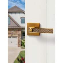 Manija de puerta retro de latón antiguo con cerradura cerradura de puerta exterior y llave palanca de manija de puerta clásico para recámara interior manija de puerta de aleación de zinc - Latón antiguo vintage - Ver 3