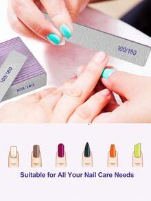 100/180 Grit Nail File, Sandpaper Emery Board, Professional Manicure Pedicure Tool, Beauty Tool, 5/10/20pcs Nail File Set, Suitable For Home And Salon, Nail Care Tools, Nail Supplies, Makeup Tools - Light Grey - View 3