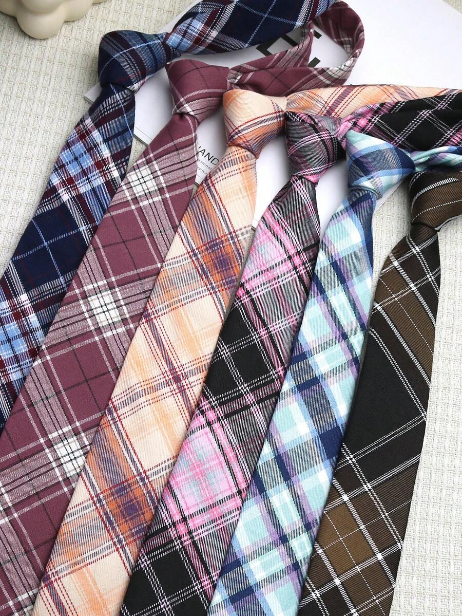 1条格子手工男女通用领带，适合学校、街头、日常、派对、毕业照等场合。 - 彩色 - 查看 1