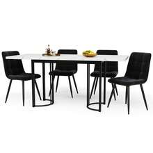 Telescopic Dining Table (140-179.5 X 80 Cm), Extendable Table, Space-Saving Kitchen Table, Metal Frame, Rectangular Table For Dining Room/Living Room, White/Black - White - View 9