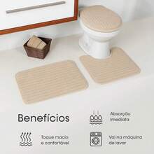 IDee Home 3-Piece Bathroom Mat Set, Soft, Non-Slip, With A Quality Print. - Đỏ - Xem 2