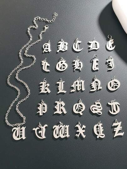 1pc Personalized Letter Pendant Stainless Steel Necklace, Fashion Gift For Men, Suitable For Daily Wear