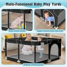 Baby Playpen With Mat,Baby Gate,Suitable For Family Use,Perfect For Nursery, Living Room And Outdoor Play,Baby Entertainment Play Center,Newborn Gift - 黑色 - 查看 3