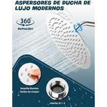 Presión Cabeza De Ducha De Agua De Lluvia, 304 De Acero Inoxidable Ducha De , 12 Inch Regadera Cuadrada,1/2" Conector, Rotación De 366 Grados,Ultra Fino Ahorro De Agua Regaderas Fijas(10 Pulgadas Redondo) - Multicolor - Ver 3