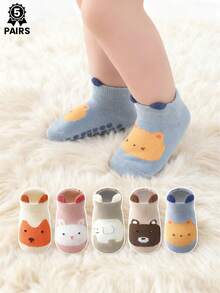 5 Pairs Winter/Seasonal Cartoon Baby Anti-Slip Low-Top Boat Shoes, Comfortable And Soft Baby Floor Socks For Girls - Multicolor - View 2