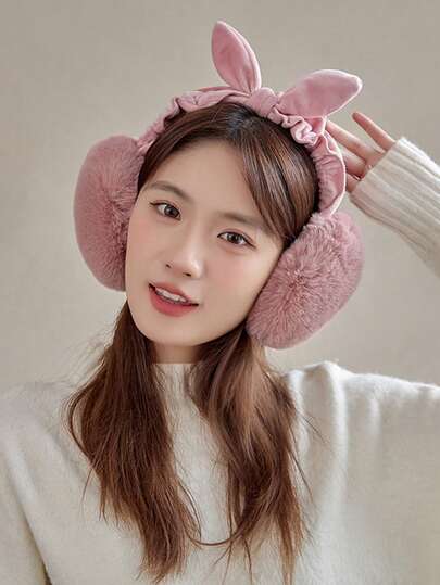 1 قطعة سماعات أذن للنساء في الشتاء، وسادات أذن دافئة وجميلة للنساء، فراشات عقدة للدفء، سماعات أذن قابلة للطي من الفرو