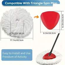 5pcs Microfiber Mop Replacement Head, Washable And Durable Supplementary Cloth, 360 Degree Wet/Dry Use, Easy To Clean, No Need For Electricity, Household Cleaning Product - White - View 2