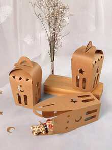 1/10/20个装牛皮纸礼品盒，镂空星月图案，棕色牛皮纸糖果盒，适用于派对、礼品包装和纪念品 - 彩色 - 查看 2