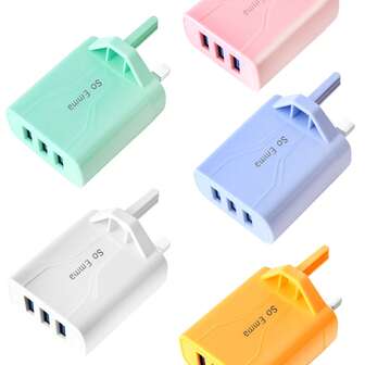So Emma 3 Ports USB Charging Lndicator Charger Charge Candy Color For Mobile Phone UK Plug Charging Adapter Portable Wall Mobile Charger