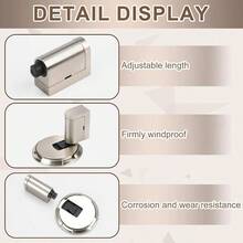 Tope de Puerta Magnético Ajustable de Alta Resistencia Door Stopper Tope de Puerta de Piso Silencioso mecánico sin Perforaciones Soporte Magnético para Puerta Inferior Plata - plateado - Ver 5