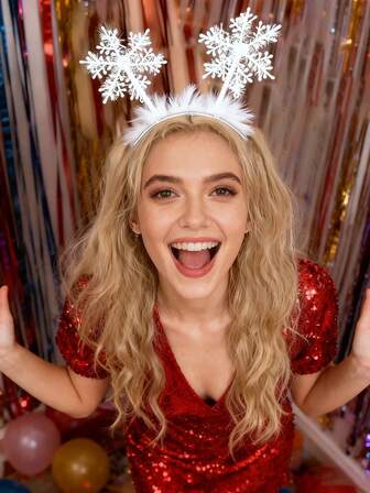 1 pieza Tocado de mujer con copos de nieve de lentejuelas, un accesorio combinado que presenta copos de nieve de color blanco y cálido y una diadema. Perfecto para uso en invierno, para fiestas de Navidad, es un excelente regalo para el Día de San Valentín.