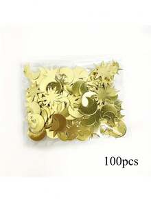 100片月亮和星星形状的派对纸屑，纸质桌面装饰品，适用于各种场合，例如婚礼、生日、周年纪念日、单身派对、伊斯兰节日（斋月、宰牲节）、圣诞节、万圣节、感恩节、新年、父亲节和母亲节。 - 彩色 - 查看 13