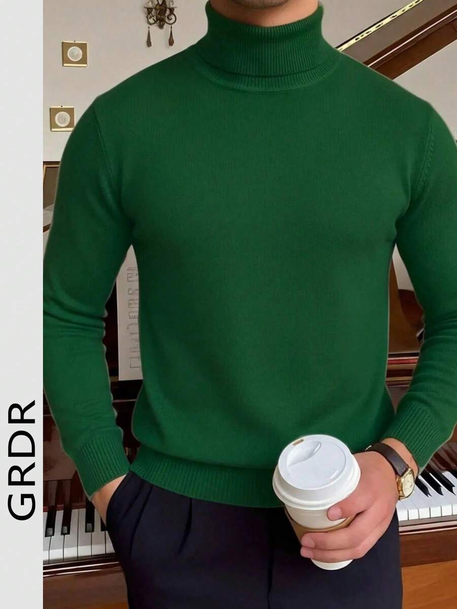 GRDR 男士纯色高领长袖休闲毛衣，秋冬款