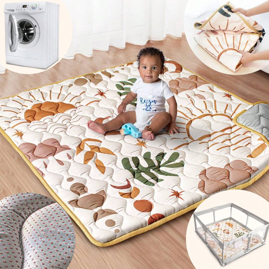Primlect Baby Play Mat, 50x50 Playpen Mat With Super Soft Touch, Activity Mat With Upgraded Anti-Slip Bottom, Machine Washable Crawling Mat For Floor & Picnic - Boho Nature - View 1