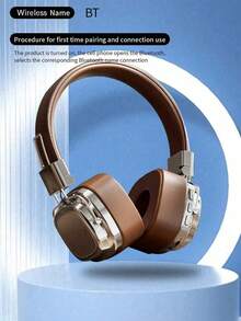 復古風格無線5.3耳罩式耳機，重低音耳機適用於手機電腦 - 銀棕色 - 查看 8