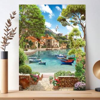 Paint by Number for Adults DIY Acrylic Paint by Numbers Kits on Canvas Tree Lake Drawing Colorful Handiworks Artwork for Beginner Without Frame 16 x 20 Inch