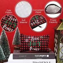 Saintrygo 30 Bolsas de Maquillaje de Regalo de Navidad Bolsa de Cosméticos a Cuadros Bolsas de Merry Christmas y Papá Noel con Muñ de Nieve, Reno, Campana de Navidad para Mujer, 15 Estilos(default) - Multicolor - Ver 3