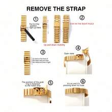 Đồng hồ thạch anh nhỏ gọn, đa chức năng, thiết kế sáng tạo dành cho nữ, phù hợp để đeo hàng ngày, làm quà sinh nhật, quà tựu trường, quà Lễ Tạ ơn, quà lãng mạn. Món quà hoàn hảo! - Vàng - Xem 8