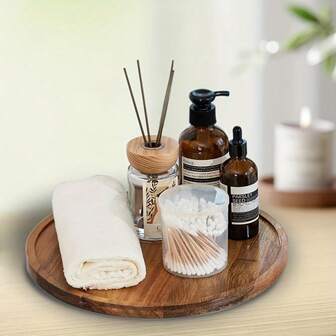 1 pieza Bandeja de madera de acacia para mesa de café, cocina y decoración central - Elegante veta de madera, caja organizadora fácil de limpiar