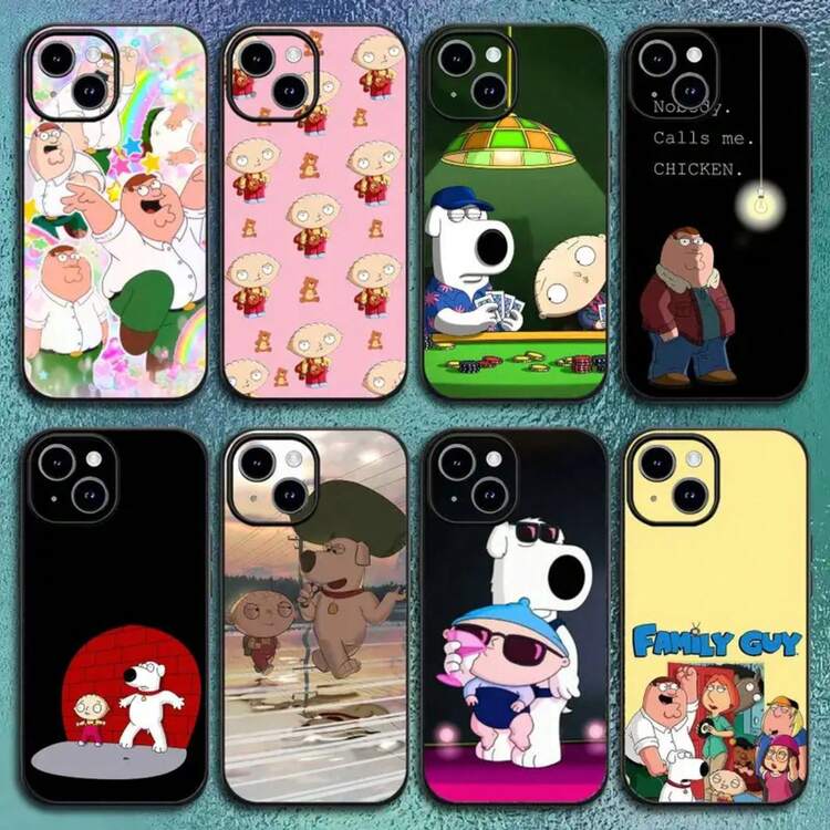 Funda de teléfono Anime Family Peter Griffin compatible con  11 12 13 14 15 16Pro Max Plus, cubierta clásica negra suave compatible con funda  17 pro max, funda  17 pro, funda  17, funda  16 pro max, funda  17 pro max - z5 - Añade 2