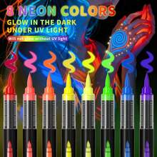 Flysea New 8 Neo Colors High Performance Glow In The Dark Under UV Light- (SHAKING HEAVY FOR FIRST TIME USE)!!!! Suitable For Cosplay,Party,Halloween,Christmas,New Year,Disco Party Body Glow Paint Fluorescent Marker Face And Body Graffiti Markers 8-Colored Graffiti Pens - Multicolor - View 13