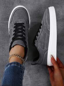 2025 scarpi sportivi casual da donna, scarpe da streetwear alla moda per studenti, scarpe da skateboard leggere e sportive - Grigio Scuro - Visualizzare 3