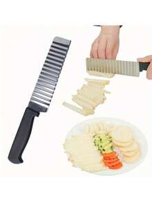 Kitchen Stainless Steel Potato French Fry Cutter Tool Wave Knife Fruits Vegetable Slicer Potato Spiral Cutter - Multicolor - View 2