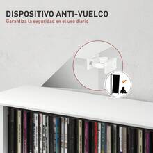 HOMCOM Estantería para CDs y DVDs Soportes para CD Estrechos con 8 Compartimentos Estantes Ajustables para Salón Oficina 58x24x126,3 cm - Blanco - Ver 4