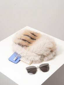 女士动物纹虎纹仿毛皮手拿包，适合新娘、派对、舞会、聚会、女士礼物，优雅的秋冬钱包，适合约会、下午茶、宴会、晚宴等场合（图案随机） - 彩色 - 查看 6