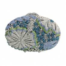Sparkly Crystal Evening Clutch Luxury Flower Rhinestone Evening Bags Wedding Formal Party Handbags Purses - Baby Blue - View 1