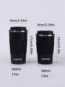 1pc Customized Black/White Stainless Steel Vacuum Insulated Tumbler, 510ml Stainless Steel Double Wall Coffee Cup, Leak-Proof Travel Mug With Non-Slip Grip, Reusable Beverage Bottle For Home, Outdoor, Commute, School, Office, Personalized Gift For Christmas, Valentine's Day, Birthday, Anniversary,Chic Design - Black/white - View 2