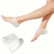 1 Pair Silicone Heel Protector Socks, Cracked Heel Care For Men And Women - White - View 1