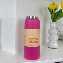 32oz Straw Insulated Water Bottle Double-Layer Stainless Steel Vacuum Thermal Mug For Sport And Trave - Hot pink-32oz - 查看 3