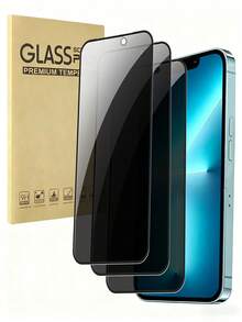 3pcs Full Screen Tempered Glass Privacy Screen Protector With Black Edges, Compatible With IPhone 11-17 Series, Anti-Peeping Full Coverage Phone Protective Film - Black - View 41