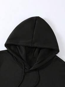 Men's PARIS Letter Print Hoodie And Drawstring Sweatpants Set - màu đen - Xem 3