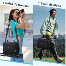 Lubardy Bolsa para Cámara DSLR/SLR/Mirrorless Funda Antichoque con Soporte para Trípode Bolsa Impermeable para Cámara con Protector de Lluvia para SLR, Negro - Negro - Ver 10