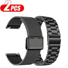 2条装男女通用合金表带，兼容三星、华为、Amazfit手表，简约运动表带，通用尺寸20mm/22mm，智能手表替换腕带 - 黑色 - 查看 12