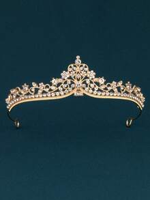 Nueva diadema de corona de cristal de aleación dorada, accesorios para vestido de novia, corona de regalo de cumpleaños 18, coronas, tiara, corona de disfraz, tocado - Dorado - Ver 4
