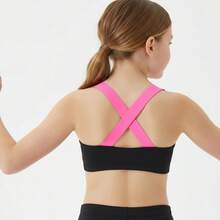 1Pcs Teen Girls Fashion Sports Vest Dance Tank Tops Solid Color Sleeveless Top For Gymnastics And Dancewear, Black/Rose Pink/Purple - 黑色 - 查看 4