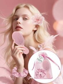 Brodark 4/24 قطعة من أربطة الشعر الوردية، كيس سحاب وبطاقات شكر، مناسبة لهدايا العروس والوصيفات وحفلات الخطوبة وعيد الميلاد والعام الجديد