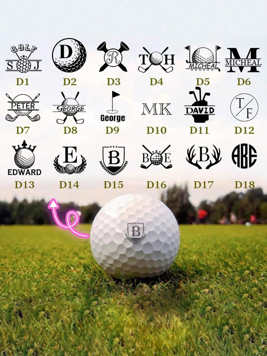 Personalized Golf Ball Stamp With Letter Initials, Birthday Gift, Father's Day Gift, Gift For Golfer, Birthday Gift, Gift For Best Friend, Gift For Boyfriend/Girlfriend, Gift For Her - Black - View 1