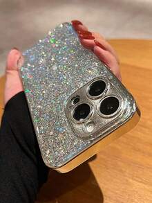 奢华闪亮水钻单件电镀亮片手机壳，兼容 14 Pro Max/14 Pro/14、15 Pro Max/15 Pro/15、13 Pro Max/13 Pro、11、12、17、17 Pro、17 Pro Max，时尚又实用，是春季生日派对的理想礼物。 - 銀色 - 查看 4