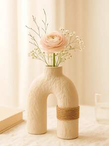 1个现代侘寂风格纹理装饰花瓶，绳编花瓶，适用于家居装饰、客厅餐桌摆件和婚礼派对装饰 - 彩色 - 查看 2