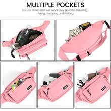 Riñoneras para mujeres y hombres, bolsa de cintura, bolsa de cadera conúltiples bolsillos, gran capacidad, impermeable, bolsa casual para viajes de, ciclismo, correr, senderismo (rosa) - Burdeos - Ver 11
